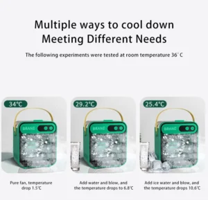 CoolEdge Portable Air Cooler 6 CoolEdge portable air cooler with rechargeable battery and USB power providing quiet cooling for desk and room use