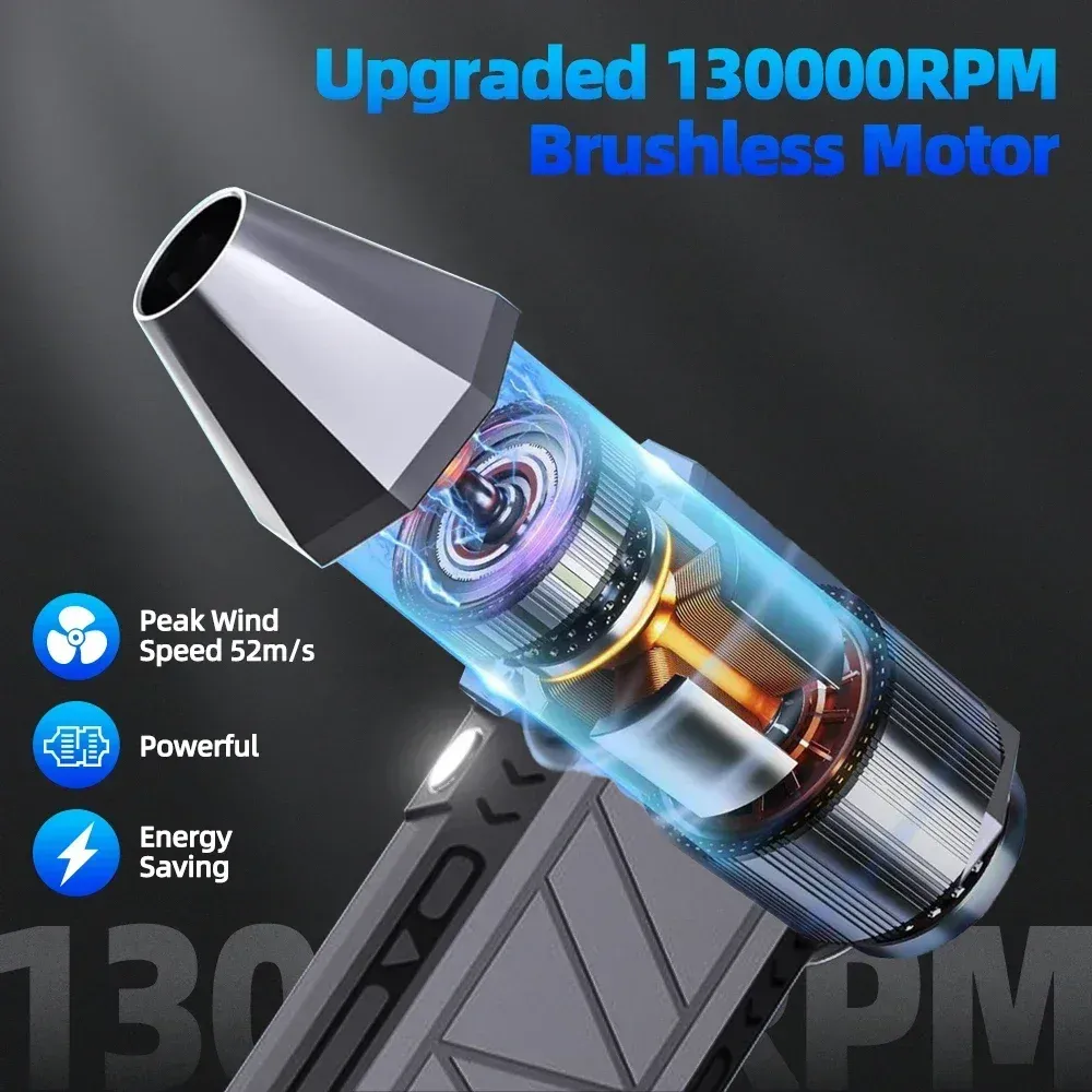 DusterX Pro Electric Air Duster 4 DusterX Pro electric air duster with high speed airflow and LED light cleaning keyboard and electronics with multiple nozzles