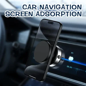 VacHold Pro vacuum car phone holder with strong suction grip and 360 rotation mounted on dashboard holding smartphone securely