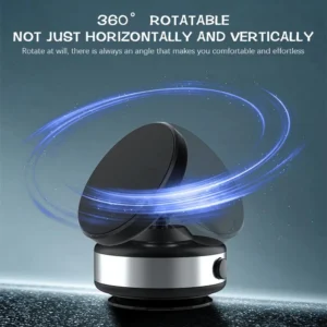 VacHold Pro vacuum car phone holder with strong suction grip and 360 rotation mounted on dashboard holding smartphone securely