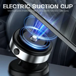 VacHold Pro vacuum car phone holder with strong suction grip and 360 rotation mounted on dashboard holding smartphone securely