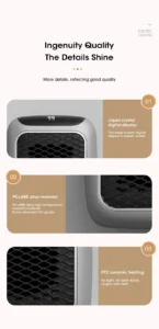 WarmAIR Pro portable electric room heater with remote control and adjustable temperature in compact black and silver design