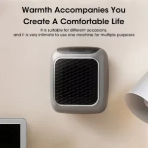 WarmAIR Pro portable electric room heater with remote control and adjustable temperature in compact black and silver design