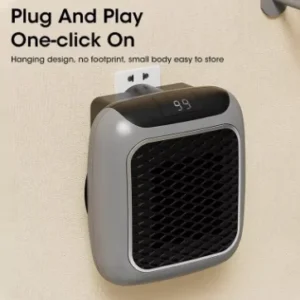 WarmAIR Pro portable electric room heater with remote control and adjustable temperature in compact black and silver design
