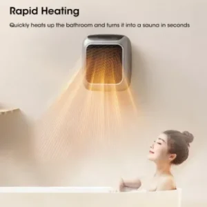 WarmAIR Pro portable electric room heater with remote control and adjustable temperature in compact black and silver design