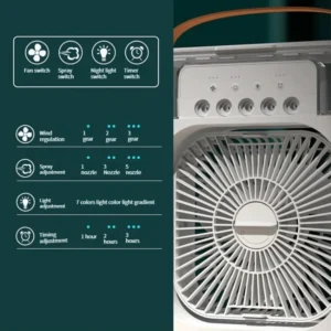 CoolTime portable air cooler with humidifier and quiet fan on desk providing fresh cooling airflow in home or office setting
