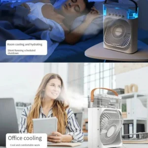 CoolTime portable air cooler with humidifier and quiet fan on desk providing fresh cooling airflow in home or office setting