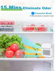 FridgeSan Pro Refrigerator Deodorizer and Sterilizer 8 FridgeSan Pro refrigerator deodorizer and sterilizer keeping vegetables fresh and eliminating odors inside fridge