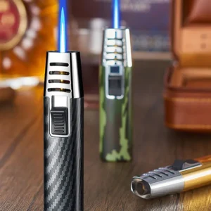 StormFlame Pro windproof jet flame lighter with strong blue flame and durable metal body for outdoor use
