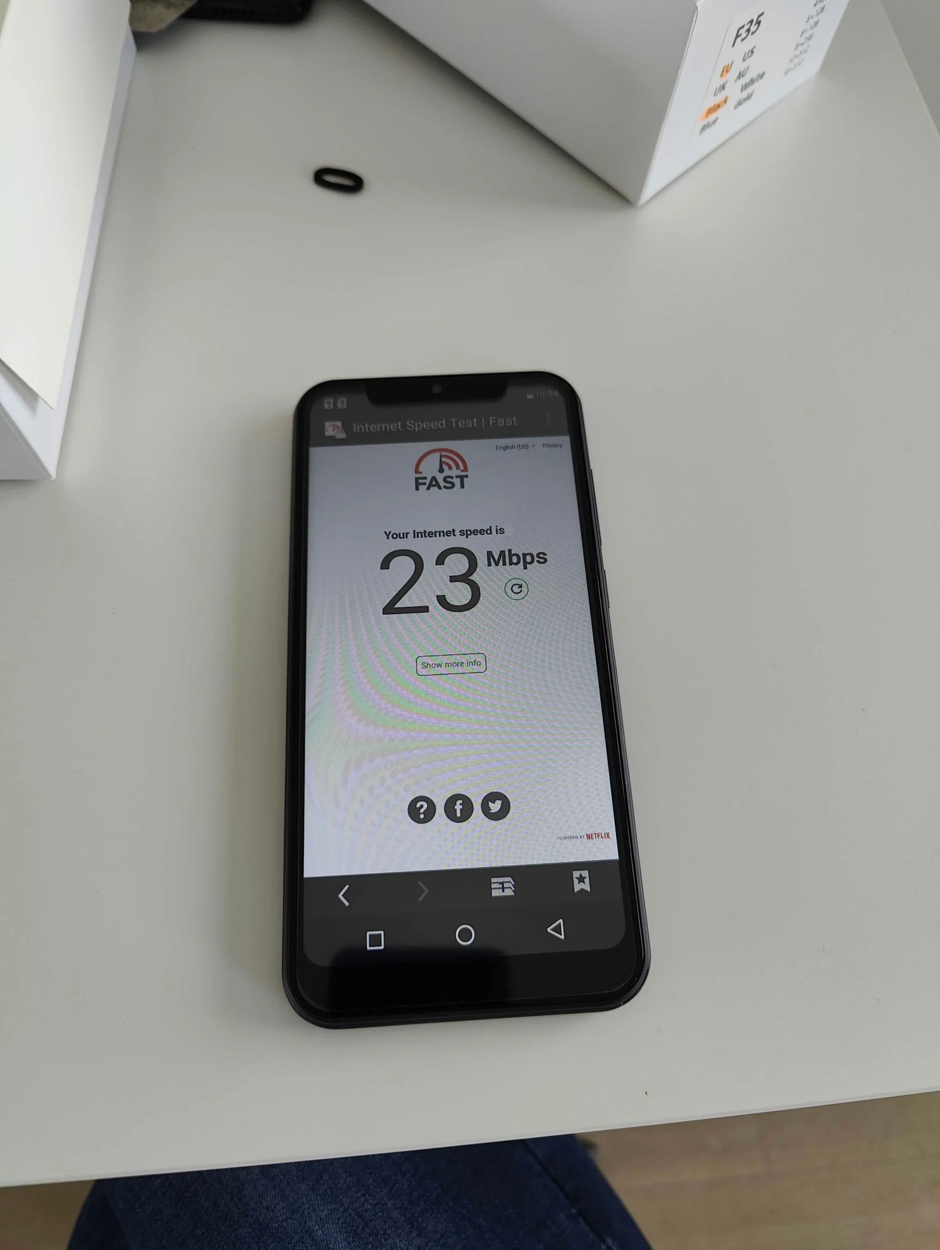 Large display smartphone with, triple rear camera and dual SIM support.